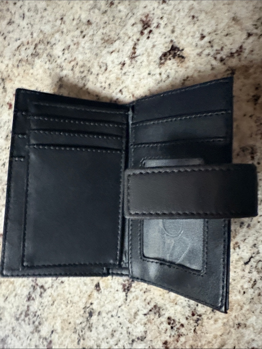 Vera wang Black Leather Bi-Fold Wallet with Strap